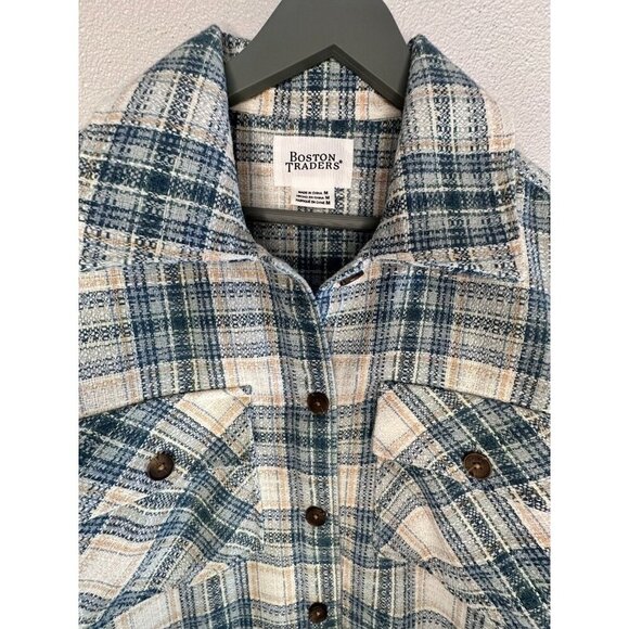 Boston Traders Tweed Shirt Jacket Sacket M Plaid Multi Western - Picture 2 of 16